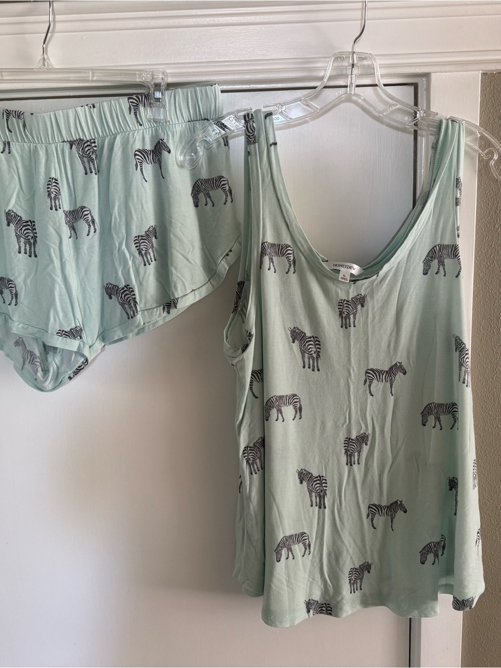 Honeydew Mint Green Zebra Print Tank & Short Sleep Set